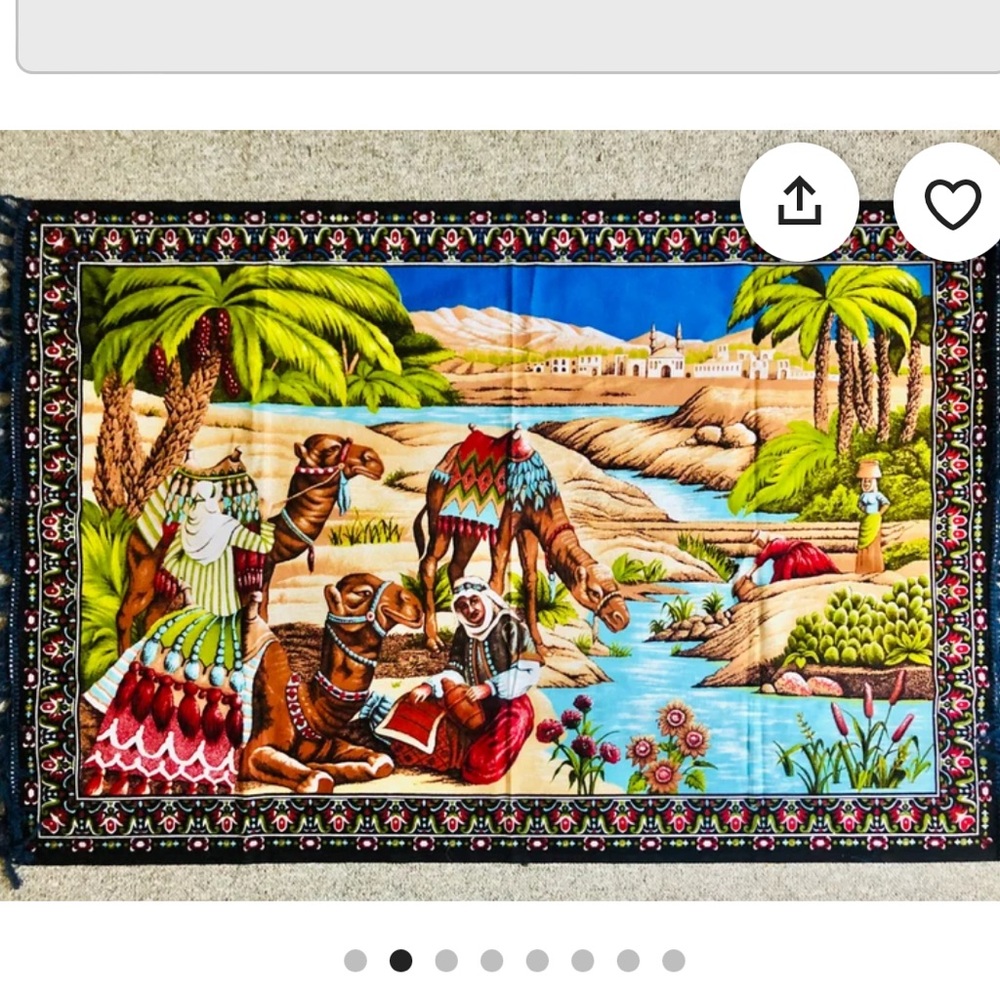 Vintage Turkish Tapestry Camels Desert Wall Hanging Arabian Middle Eastern Decor